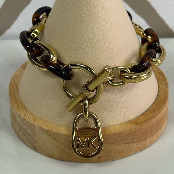 Michael Kors Goldtone Tortoise Acetate Link Bracelet - Picture 2 of 5